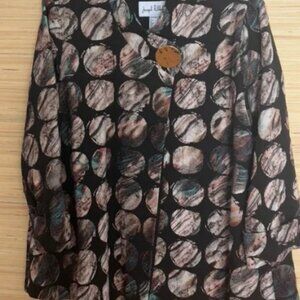 Joseph Ribkoff multicolor shimmer polkadot jacket size US 12 gold button circles